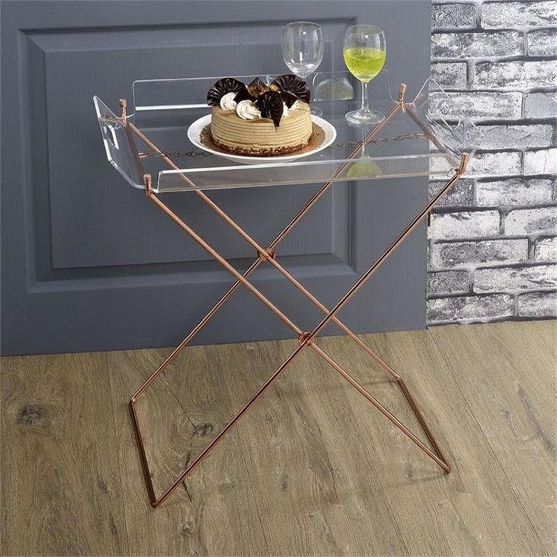 ACME Cercie Tray Table in Clear Acrylic and Copper - Image 2